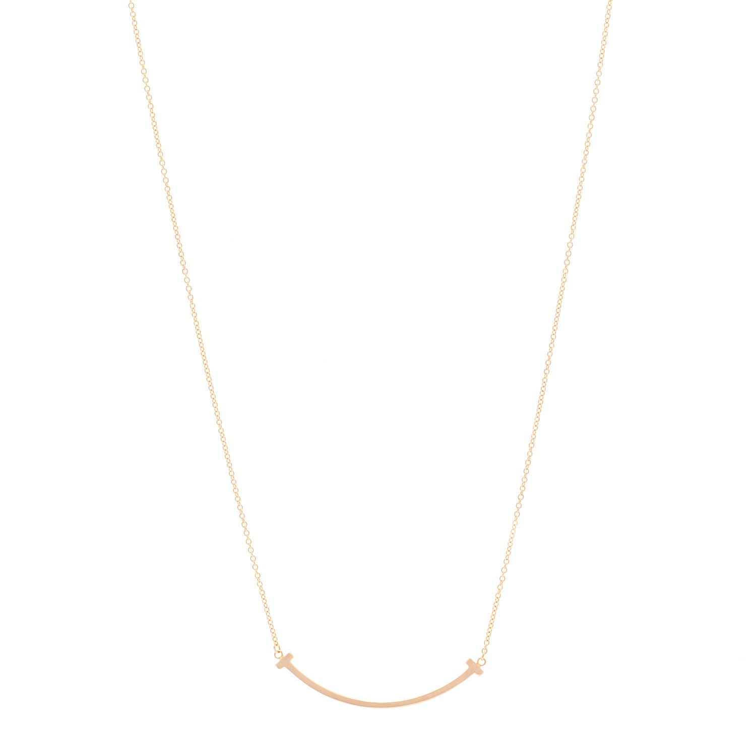 Tiffany 18K Rose Gold Small T Smile Pendant Necklace 1 of 4