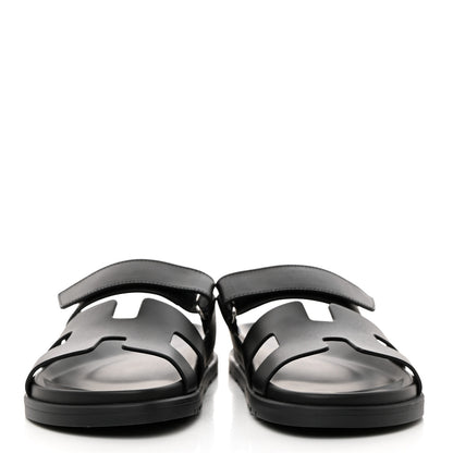 Hermes Calfskin Womens Chypre Sandals 38 Black 2 of 9