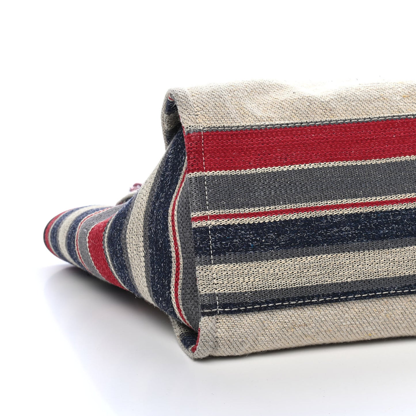 Striped Canvas Medium Deauville Tote Beige