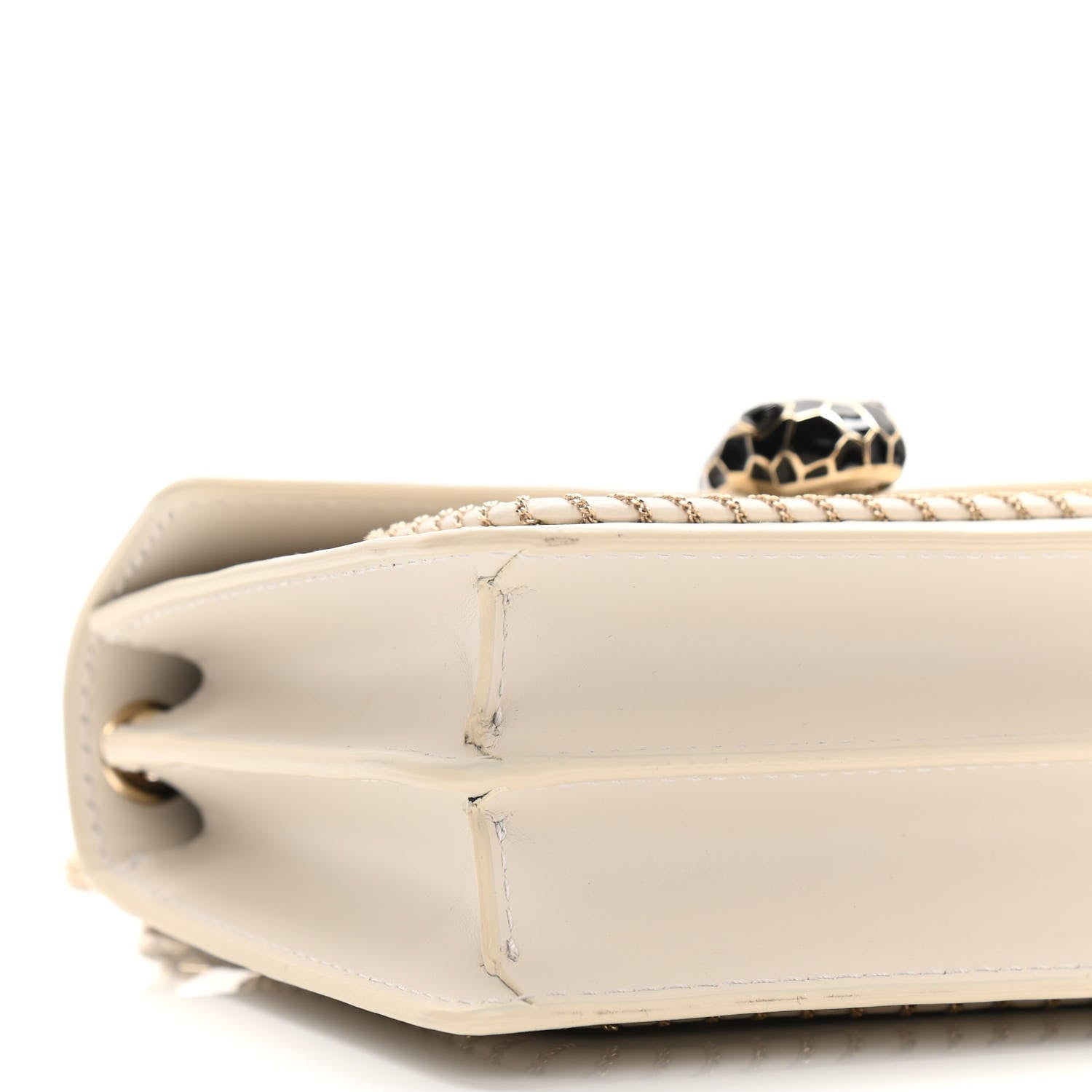 Bulgari Calfskin Woven Chain Serpenti Forever Crossbody Bag White 6 of 10
