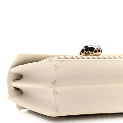 Bulgari Calfskin Woven Chain Serpenti Forever Crossbody Bag White 6 of 10