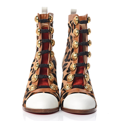 Christian Louboutin Calf Hair Leopard Print Who Dances 85 Ankle Boots 39 Gold Fauve 2 of 11