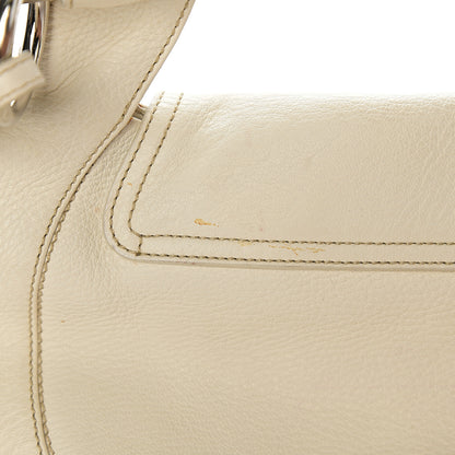 Prada Vitello Daino Metal Bar Top Handle Shoulder Bag White 6 of 18
