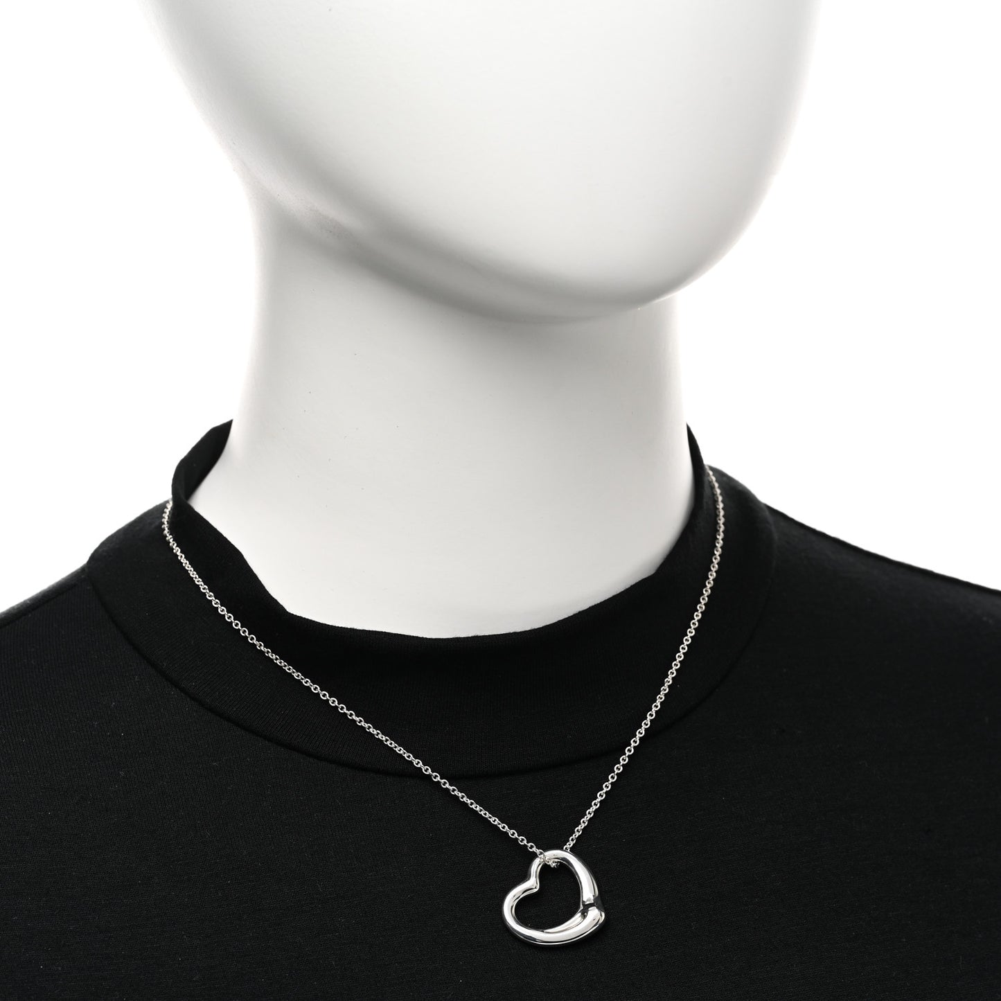 Sterling Silver 22mm Elsa Peretti Open Heart Pendant Necklace