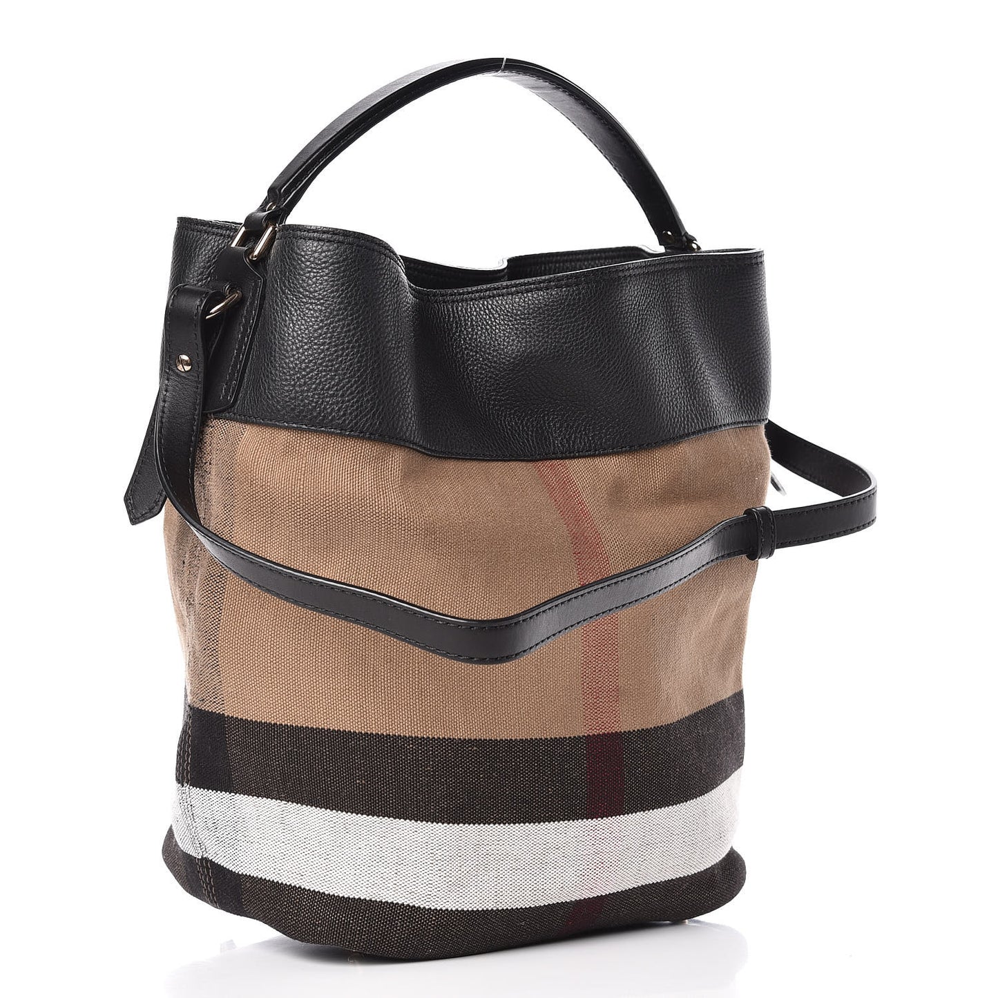 Grainy Calfskin Canvas Mega Check Medium Ashby Tassel Hobo Black