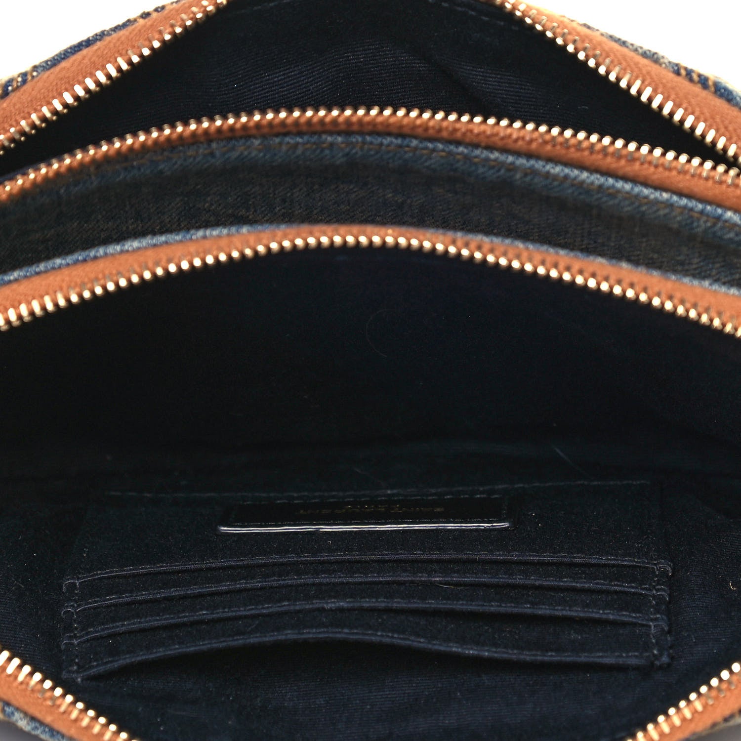 Saint Laurent Suede Denim Quilted Mini Becky Double Zip Bag Blue Cinnamon 4 of 13