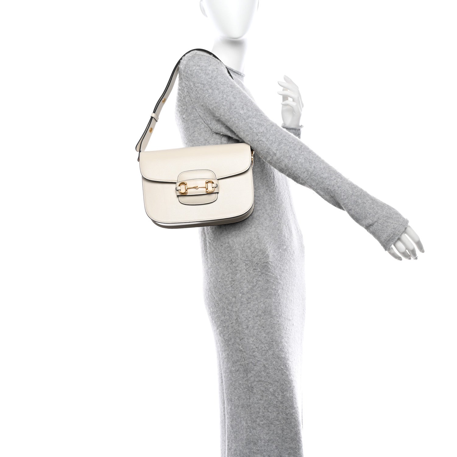 Gucci Azalea Calfskin Horsebit 1955 Shoulder Bag Mystic White 2 of 12
