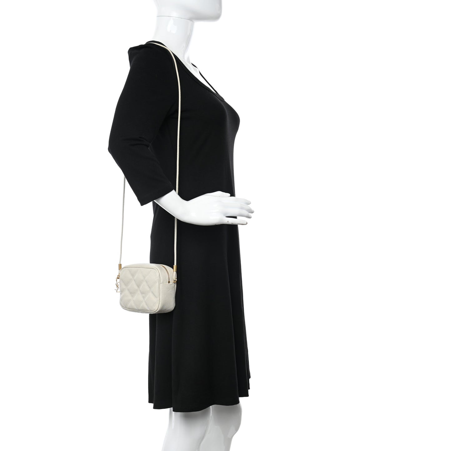 Lizard Embossed Becky Camera Bag Blanc Vintage