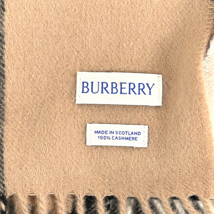 Burberry Cashmere Half Mega Check Fringe Scarf Archive Beige 3 of 3