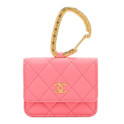 Chanel Lambskin Quilted CC Hook Card Holder Pink 1 of 9