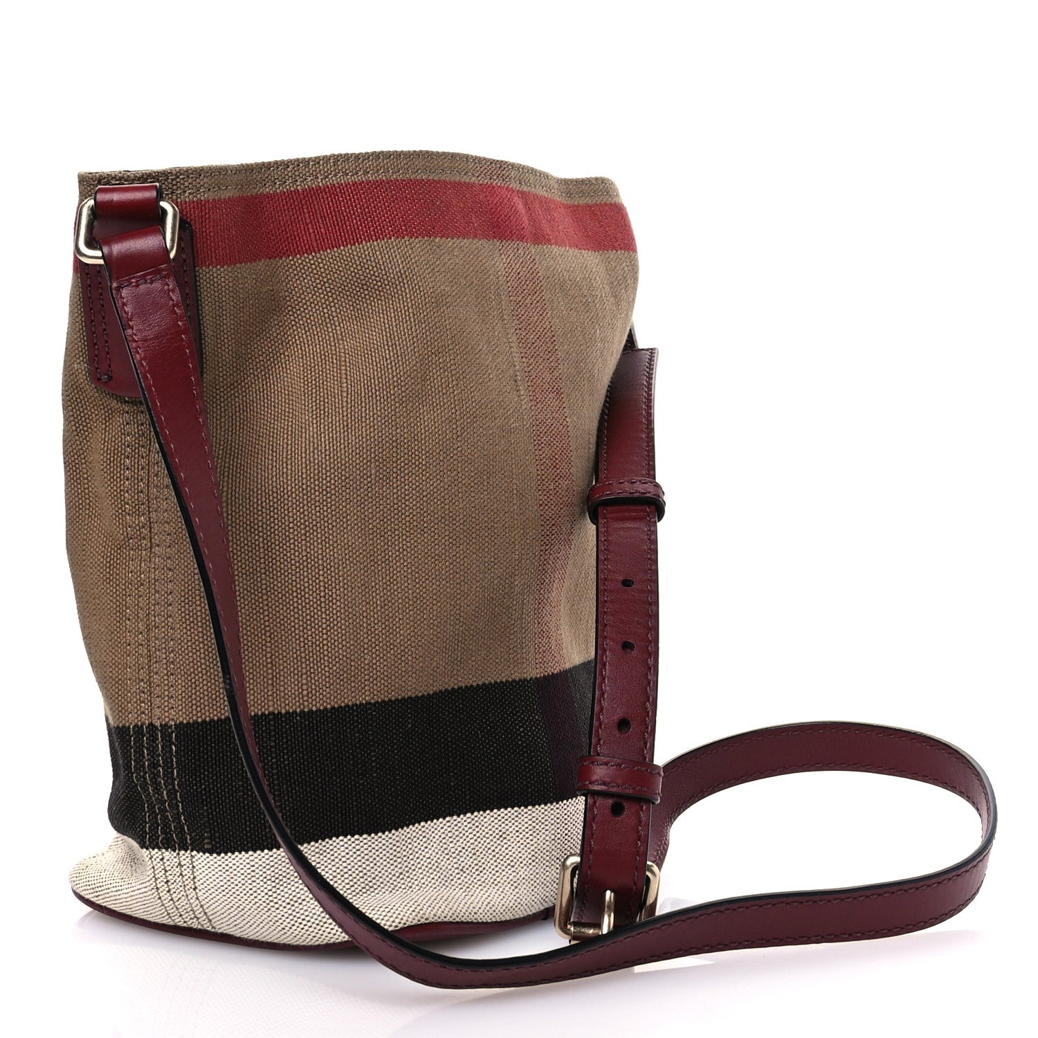 Burberry Canvas Mega Check Mini Ashby Tassel Crossbody Burgundy Red 4 of 12