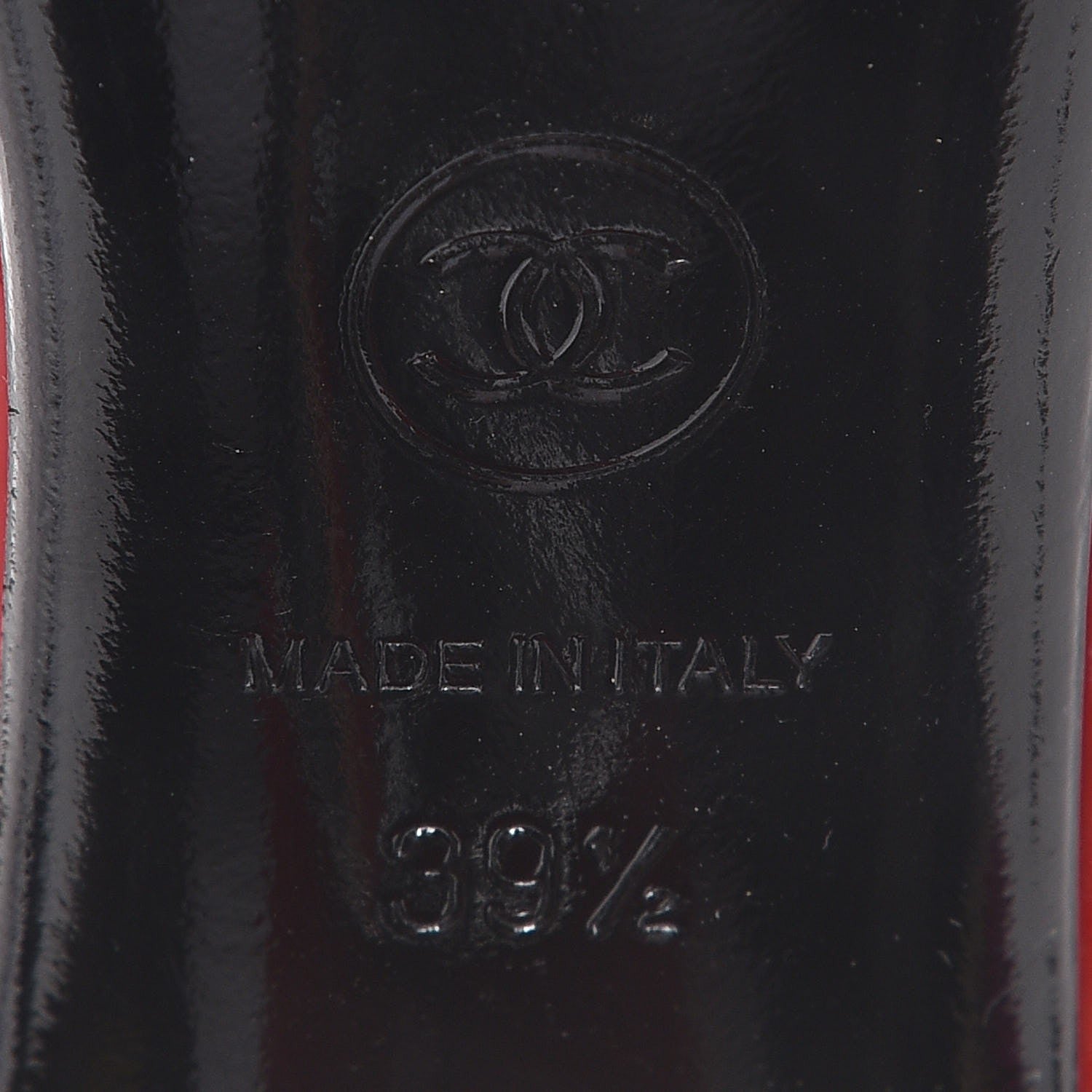 Chanel Patent Open Toe CC Pumps 39.5 Red 6 of 9