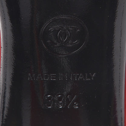 Chanel Patent Open Toe CC Pumps 39.5 Red 6 of 9