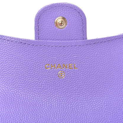 Chanel Caviar Quilted Flap Card Holder Wallet Purple 6 of 9