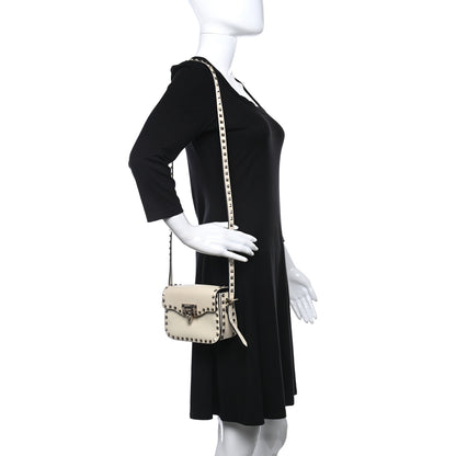 Valentino Garavani Vitello Small Rockstud Flap Saddle Bag Ivory 2 of 9