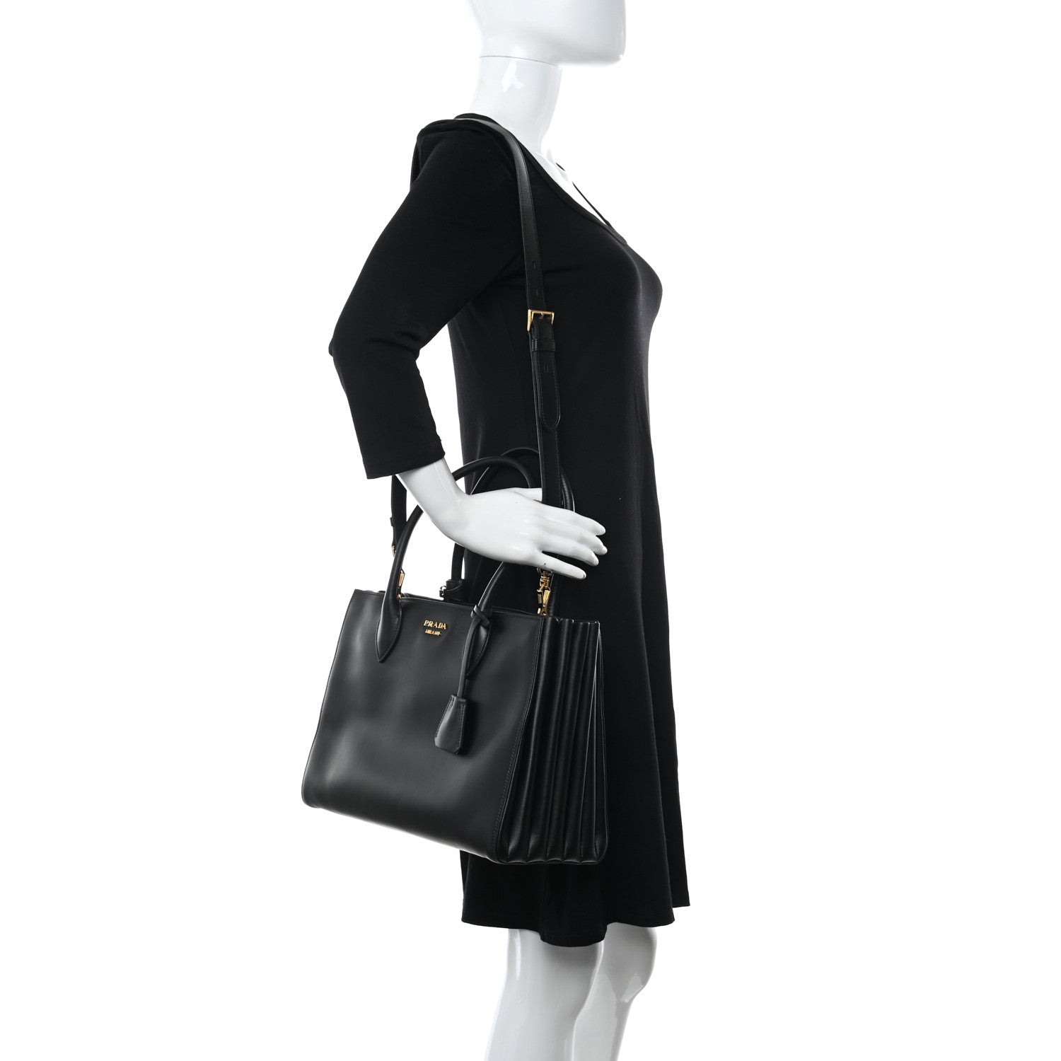 Prada City Calfskin Medium Bibliotheque Tote Black 2 of 8