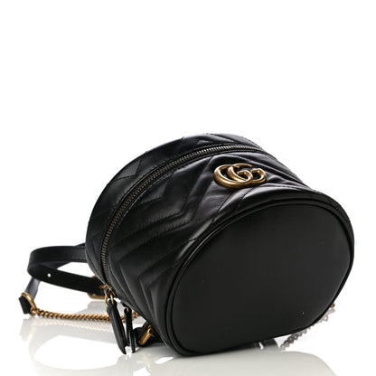 Gucci Calfskin Matelasse Mini GG Marmont Round Backpack Black 3 of 8