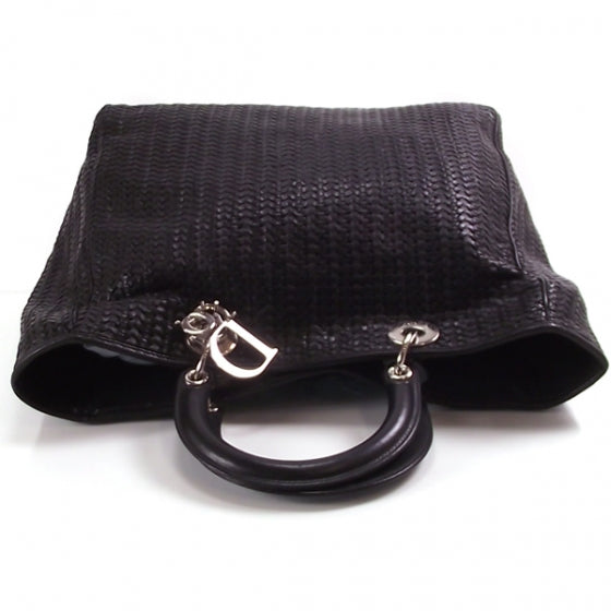 Leather Woven Dior Charm Tote