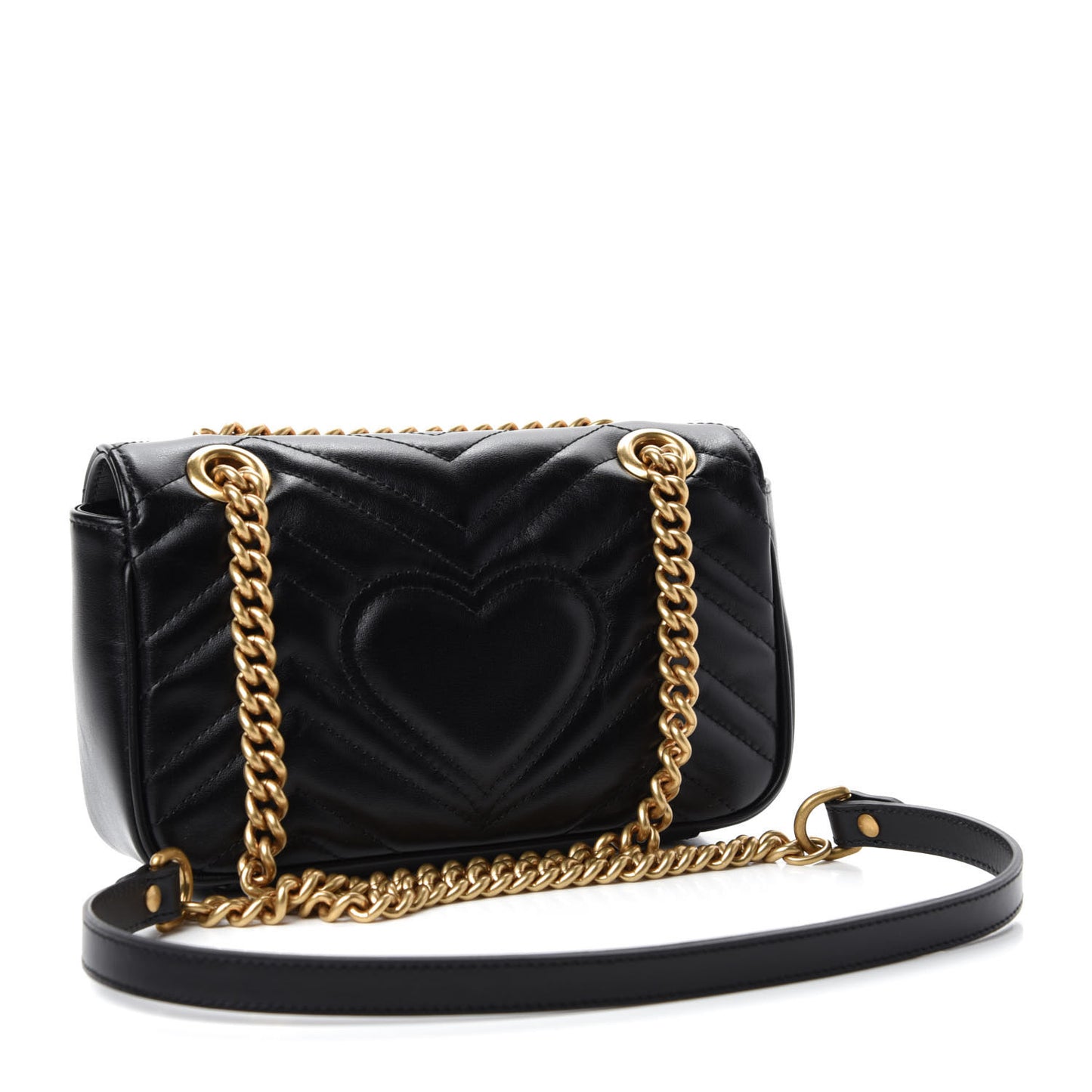 Calfskin Matelasse Mini GG Marmont Shoulder Bag Black