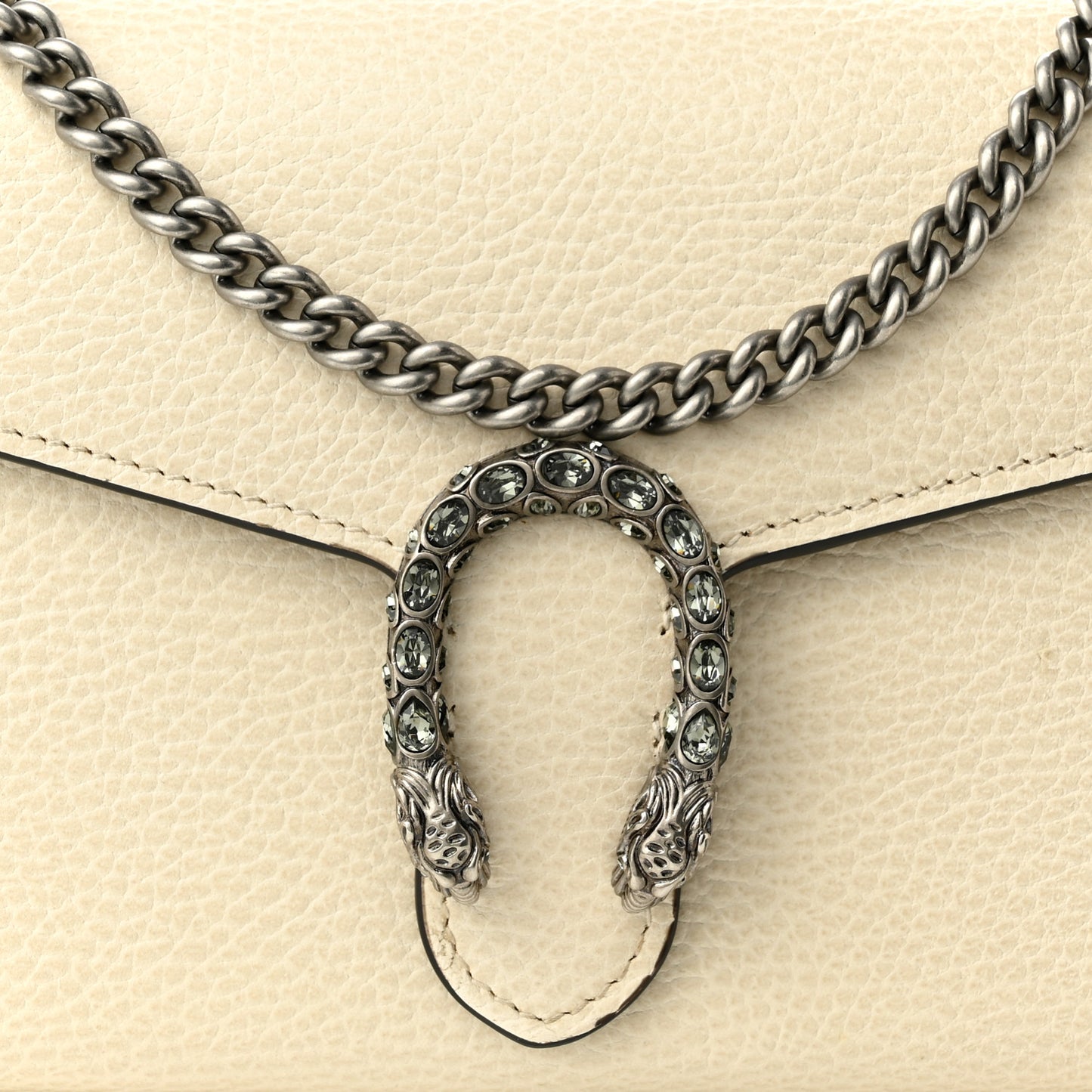 Dollar Calfskin Mini Dionysus Chain Wallet Mystic White