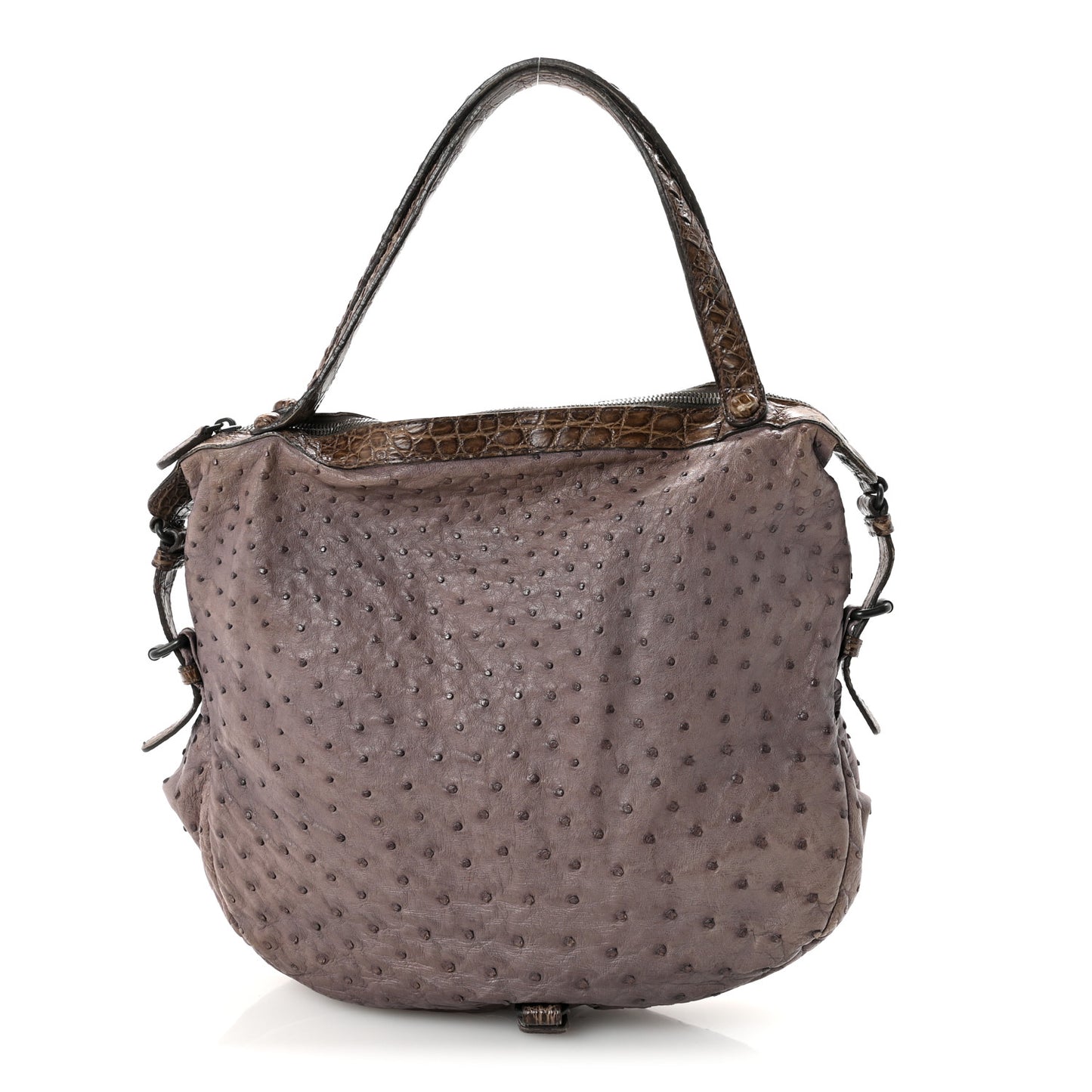 Ostrich Crocodile Shoulder Bag Purple