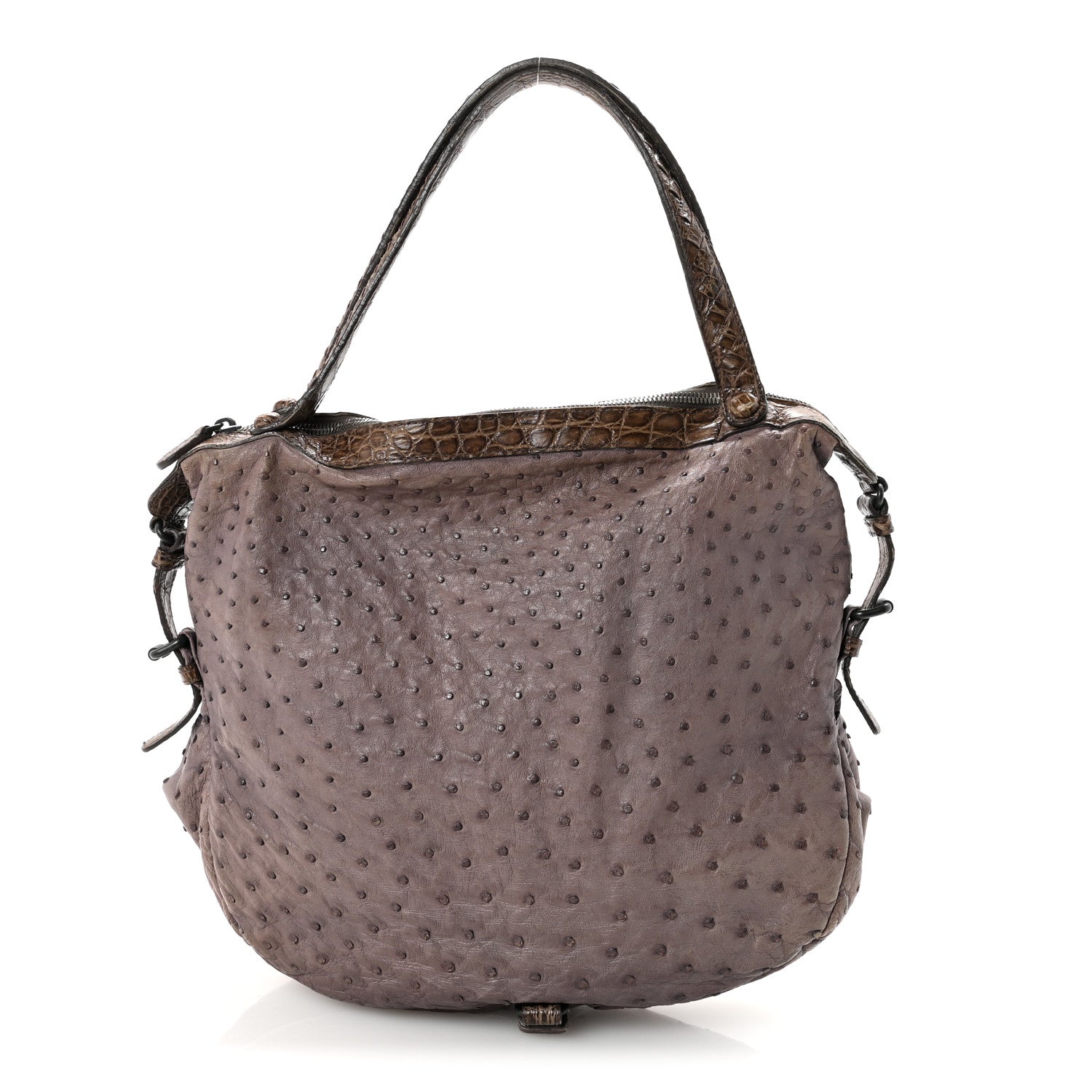 Bottega Veneta Ostrich Crocodile Shoulder Bag Purple 1 of 9