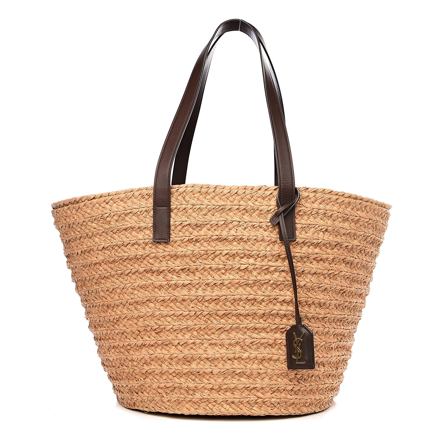 Saint Laurent Raffia Calfskin Medium Panier Tote 1 of 8
