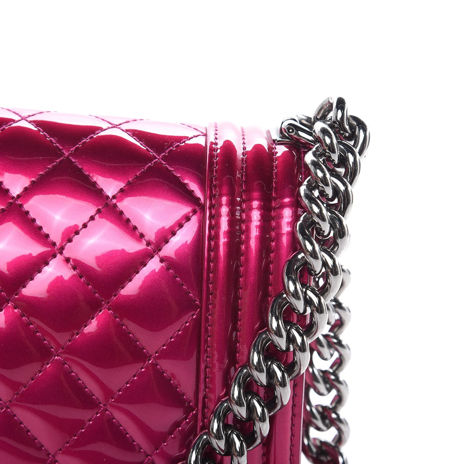 Chanel Metallic Patent Calfskin Quilted Medium Boy Flap Pink 9 of 14
