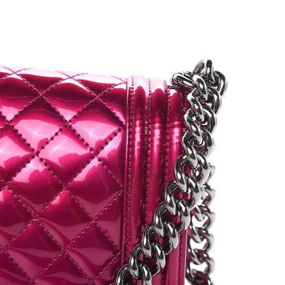 Chanel Metallic Patent Calfskin Quilted Medium Boy Flap Pink 9 of 14