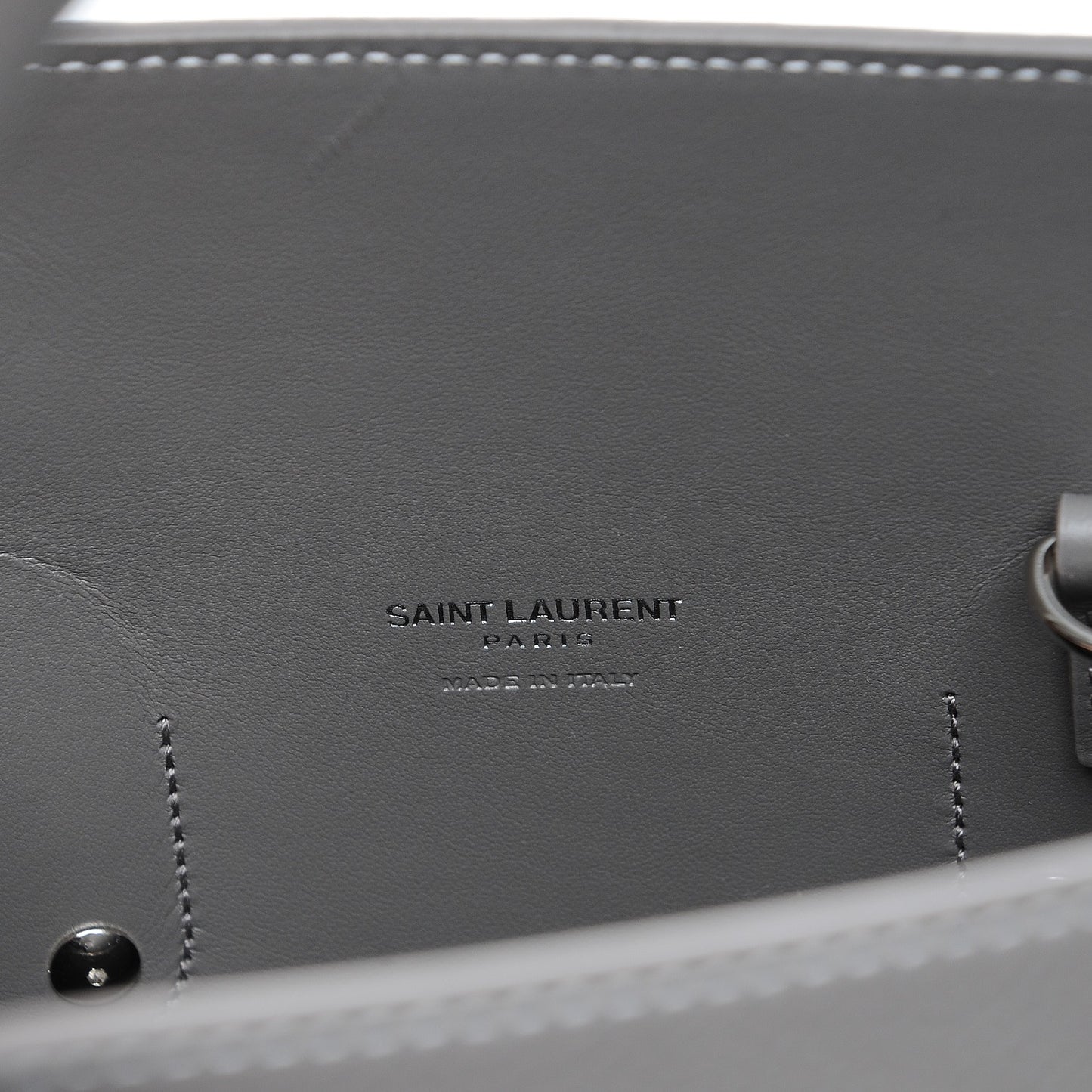 Grained Calfskin Topstitch Small Sac De Jour Grey