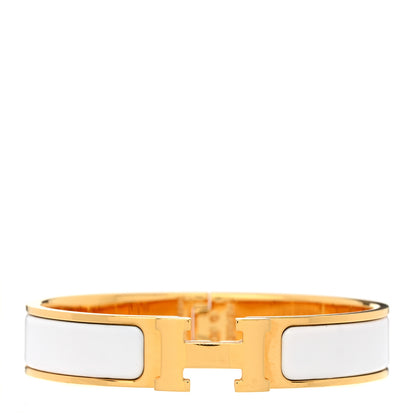 Hermes Enamel Narrow Clic Clac H Bracelet PM White 1 of 4