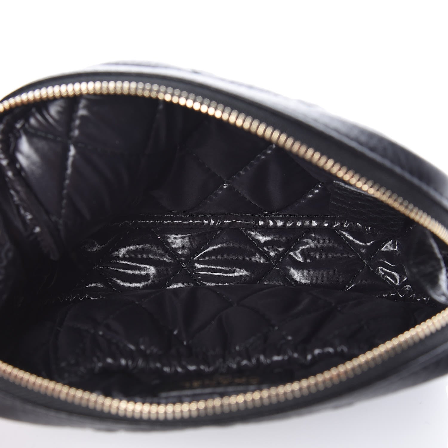 Chanel Grained Calfskin Quilted Small Curvy Pouch Cosmetic Case Black 5 of 7