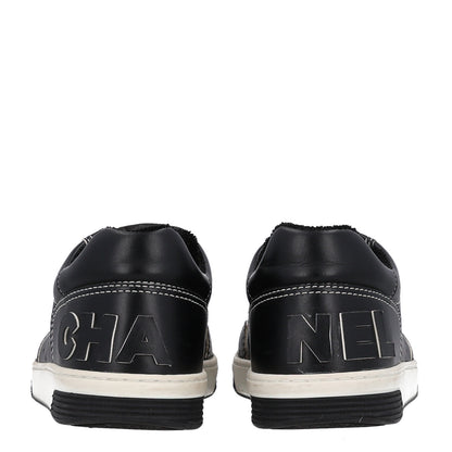 Chanel Calfskin Womens Logo Sneakers 38 Black White 6 of 11