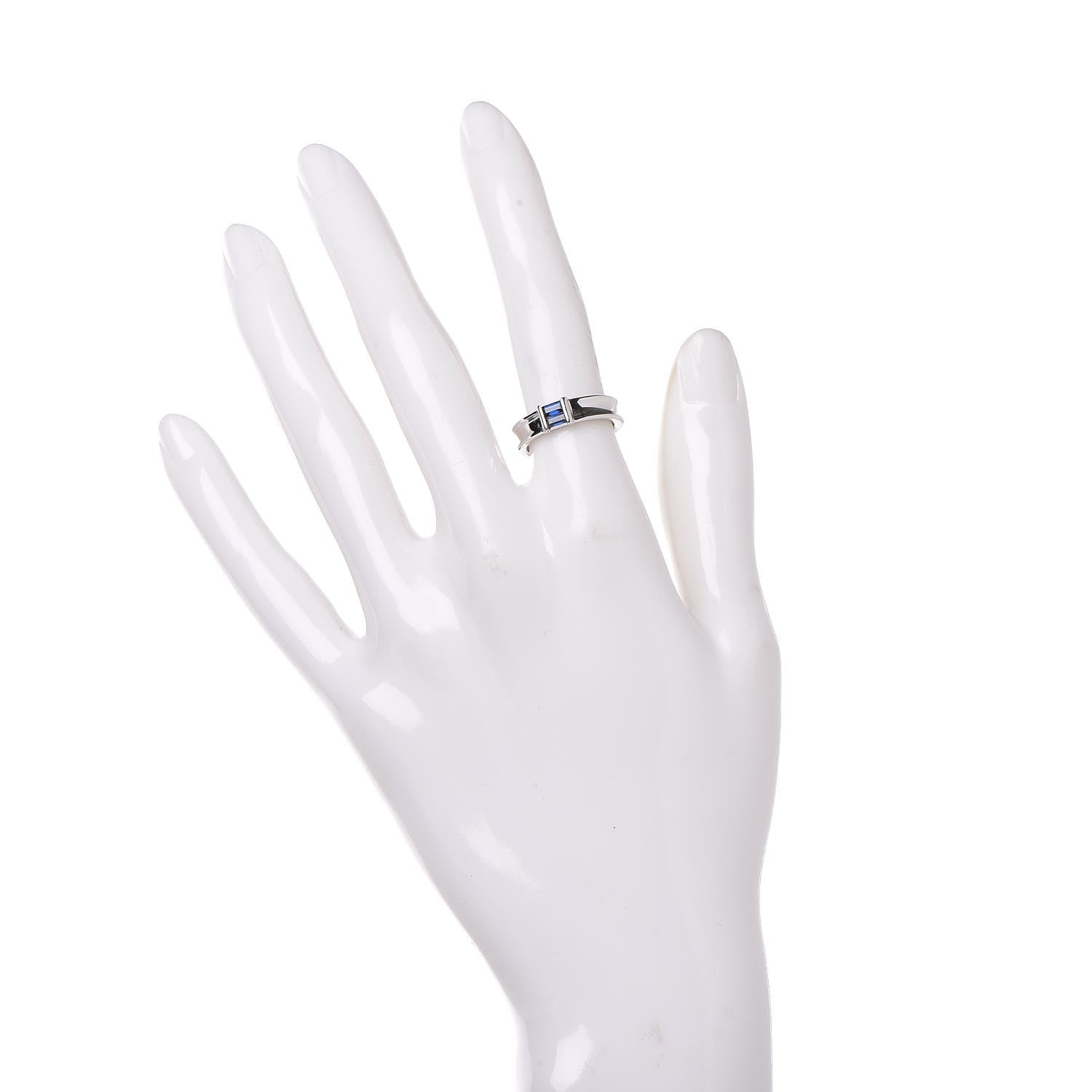 Tiffany 18K White Gold Blue Sapphire Stacking Ring 49 4.75 2 of 4