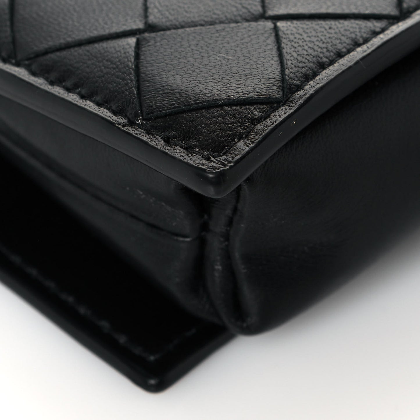 Nappa Intrecciato Crossbody Coin Pouch Black