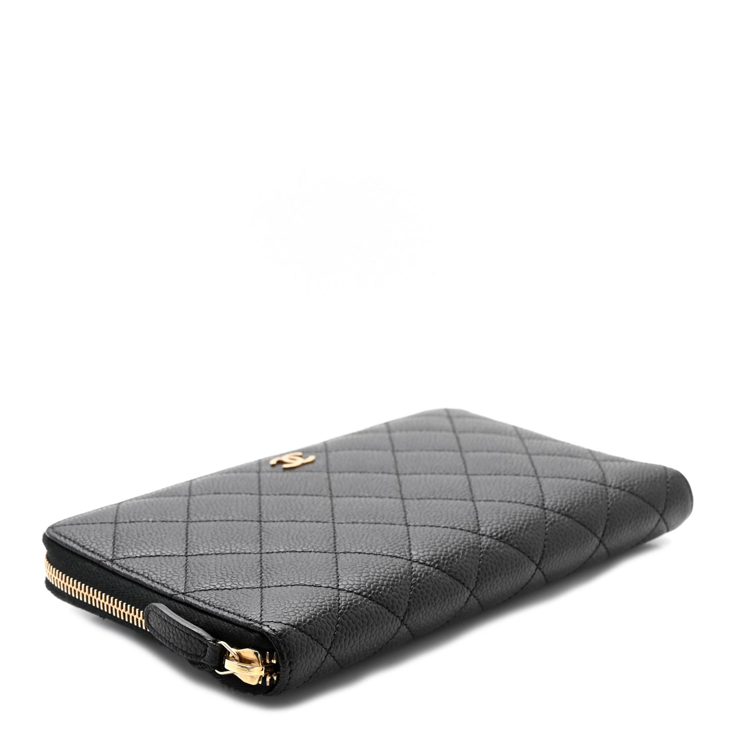 Caviar Quilted Large Zip Around Organizer Wallet Black
