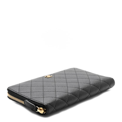 Chanel Caviar Quilted Large Zip Around Organizer Wallet Black 4 of 12