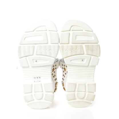 Gucci Nappa Mesh Crystal Embellished Studded Womens Aguru Sandals 40 Great White 5 of 7