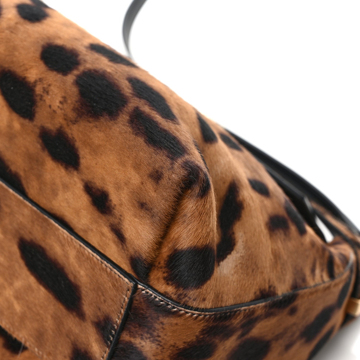 Salvatore Ferragamo Calfskin Pony Hair Hug Shoulder Bag Beige Testo Di Moro Black 10 of 10