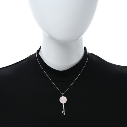 Tiffany Sterling Silver Enamel Keys Heart Key Pendant Necklace Pink 3 of 5