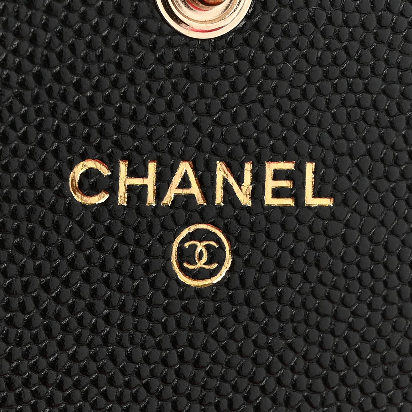 Caviar Metal Perforated Quilted CC Flap Wallet Black