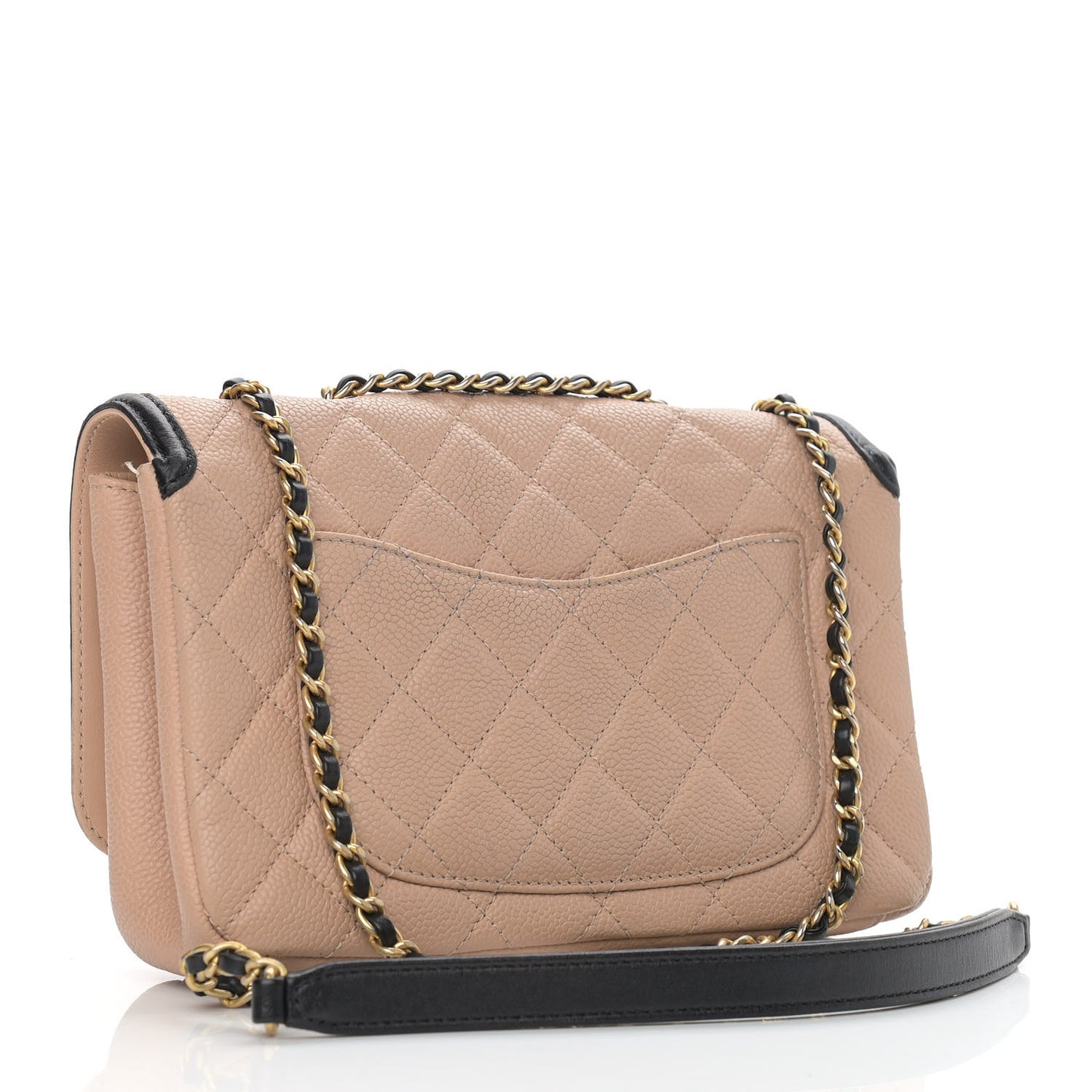 Caviar Quilted Small CC Filigree Flap Beige Black