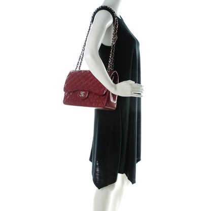 Chanel Caviar Quilted Jumbo Double Flap Dark Red 2 of 9