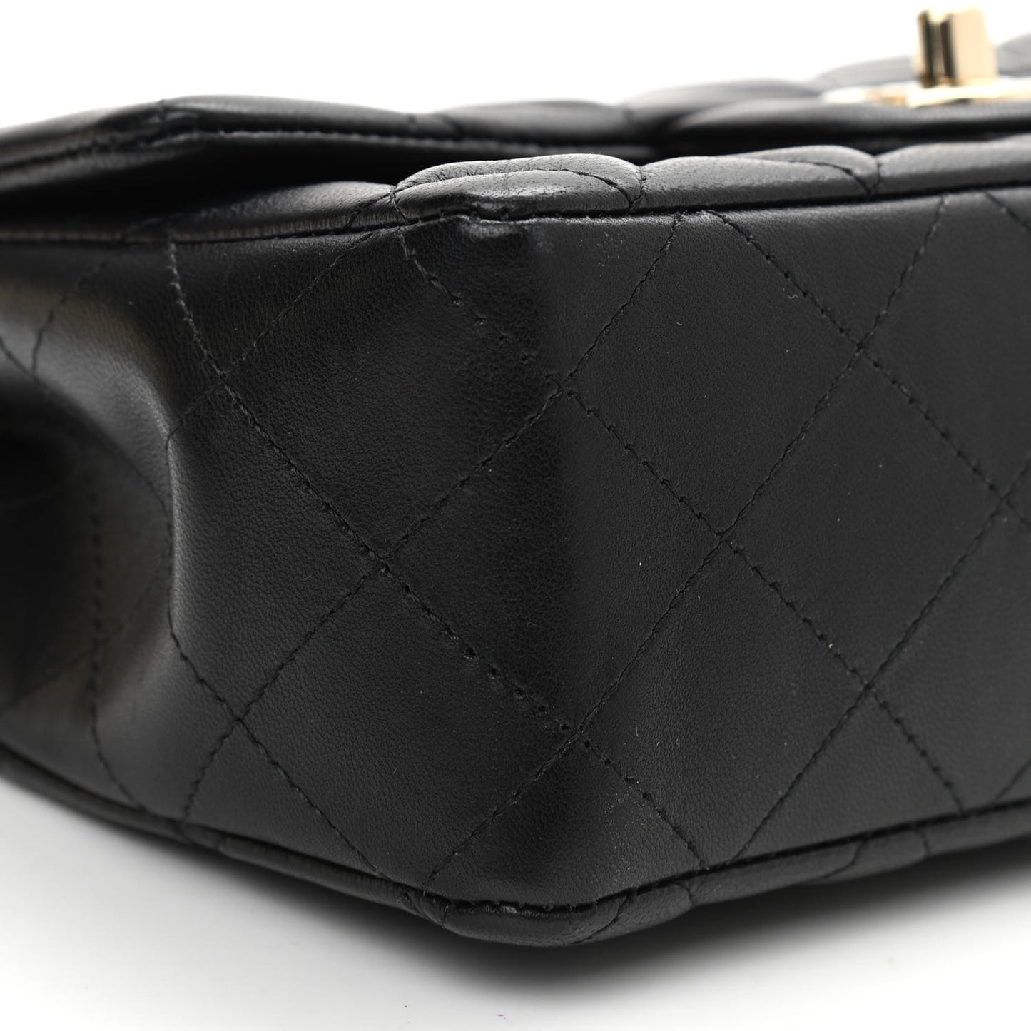 Lambskin Quilted Mini Rectangular Flap Black