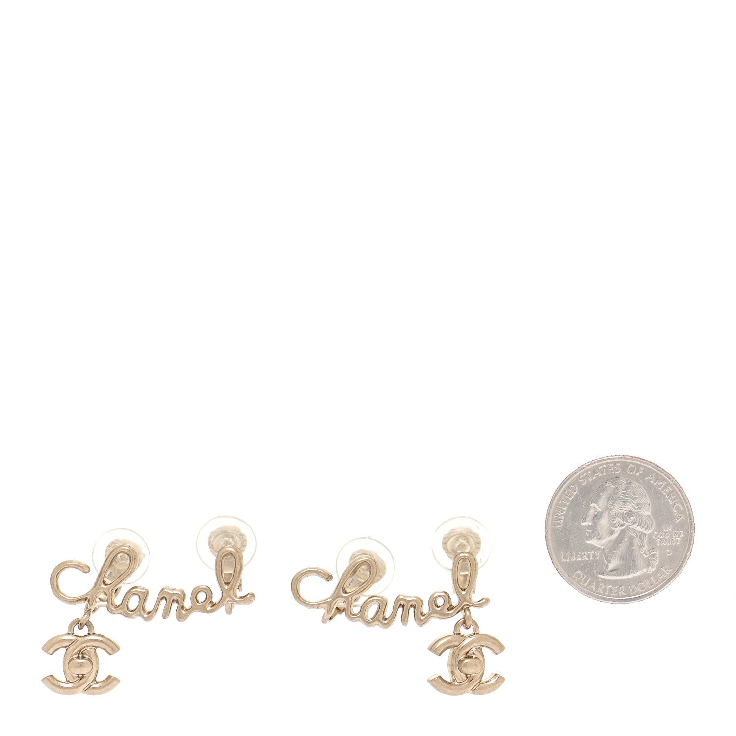 Chanel Metal CC Turnlock Climber Clip On Earrings Gold 2 of 5