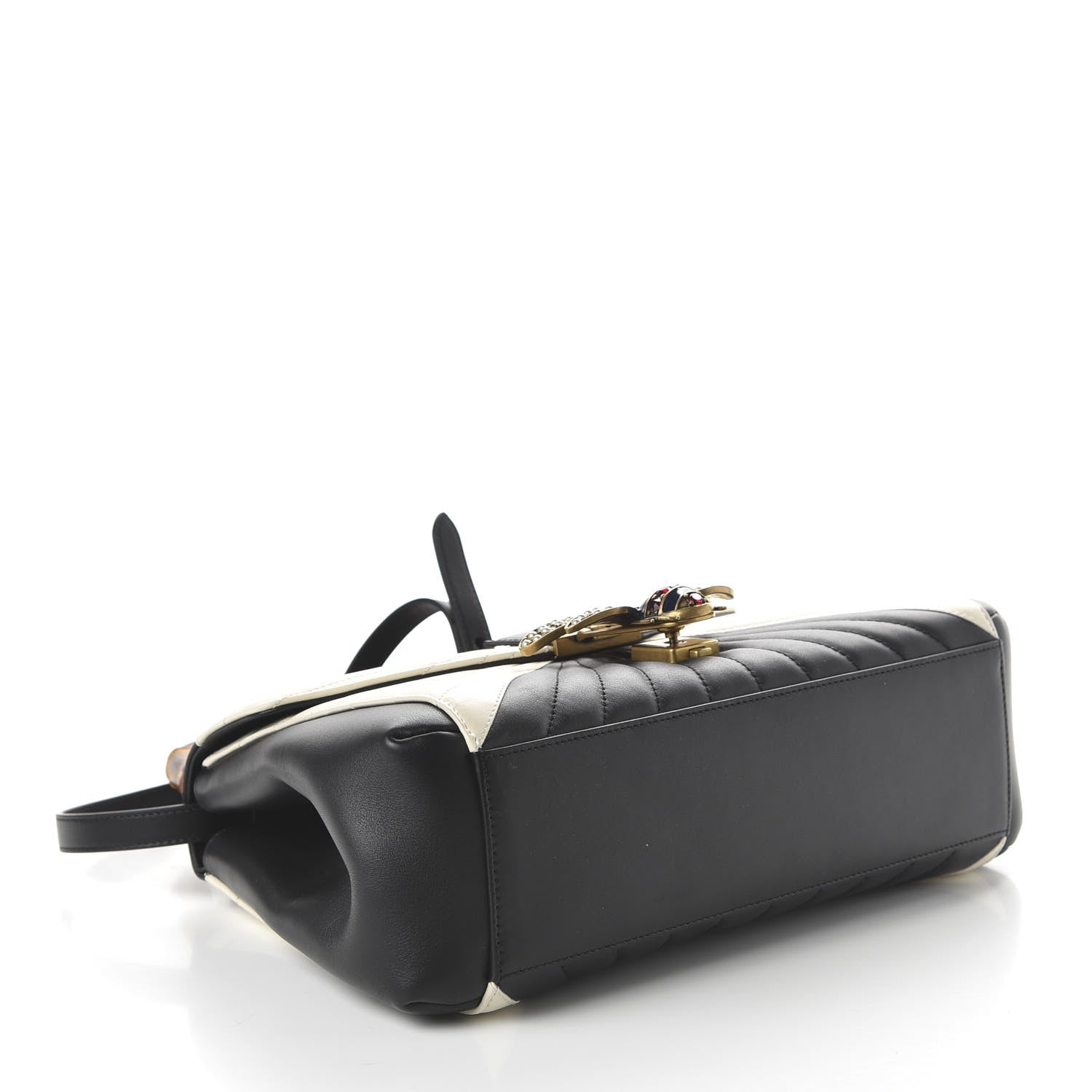 Gucci Calfskin Bamboo Trapuntata Queen Margaret Top Handle Bag Mystic White Black 5 of 12