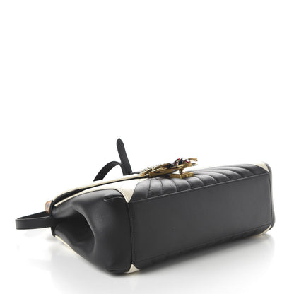 Gucci Calfskin Bamboo Trapuntata Queen Margaret Top Handle Bag Mystic White Black 5 of 12
