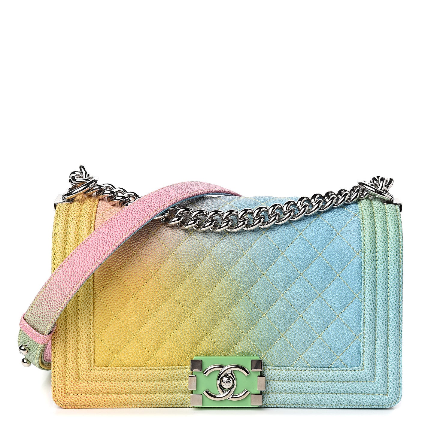Caviar Quilted Medium Cuba Rainbow Boy Flap Multicolor