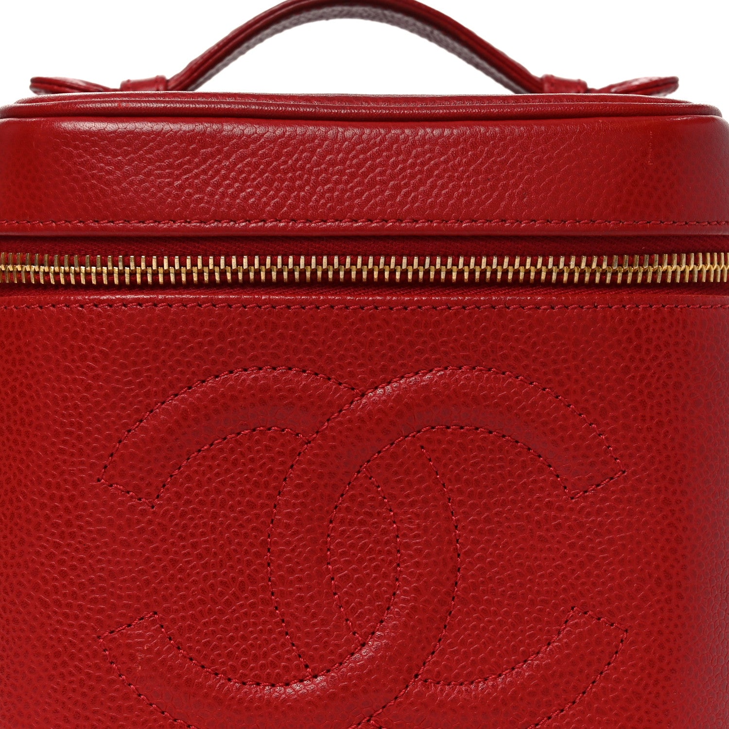 Chanel Caviar Vanity Cosmetic Case Red 7 of 9