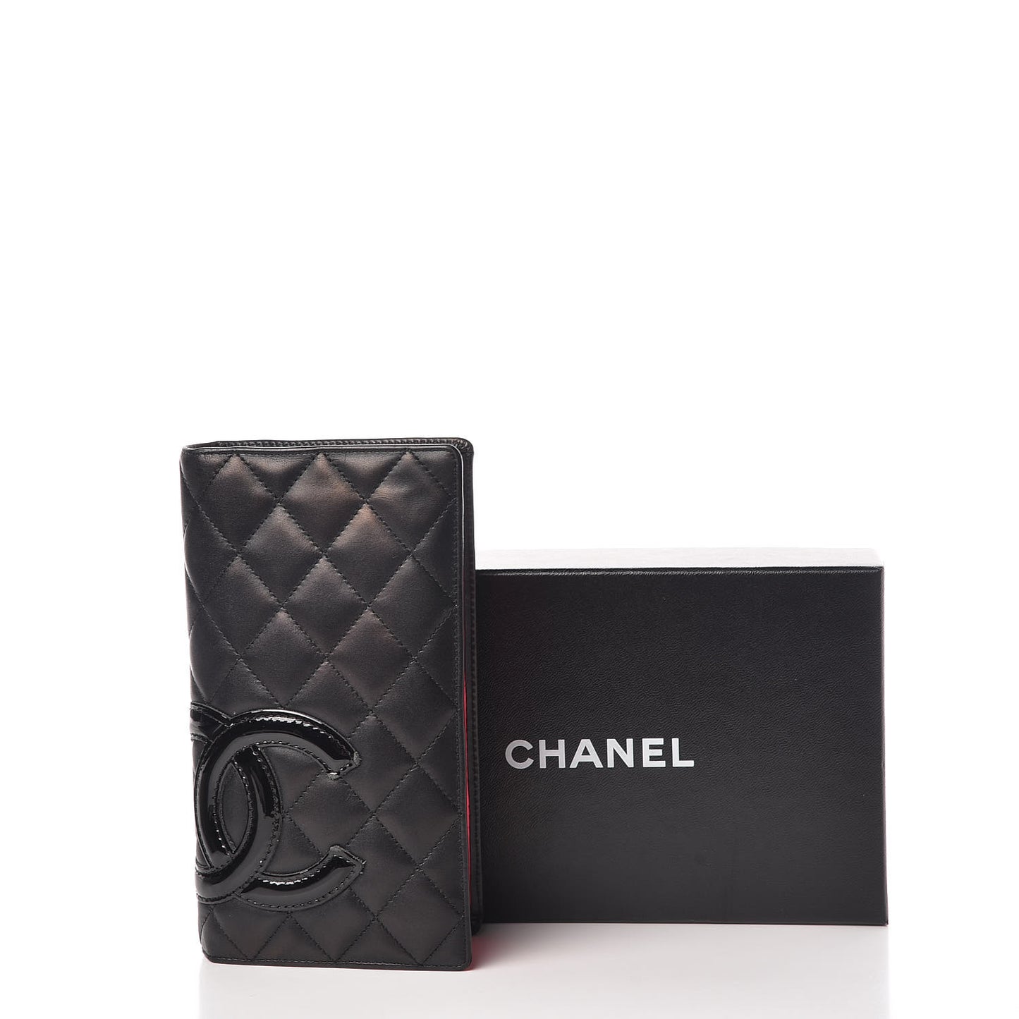 Calfskin Quilted Cambon Yen Wallet Black